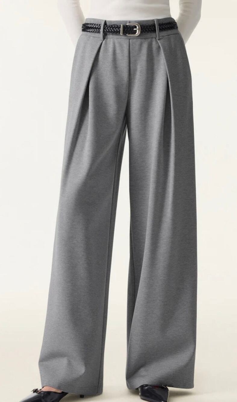 OGL Ponte-De-Roma Wrinkle-Resistant Stretchy High Rise Wide Leg Pant Brown XS